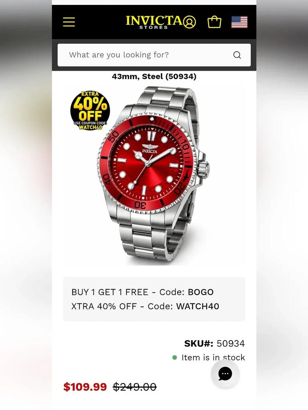 597. Invicta Pro Diver Kromatyk Men's Watch - 43mm, Steel (50934)